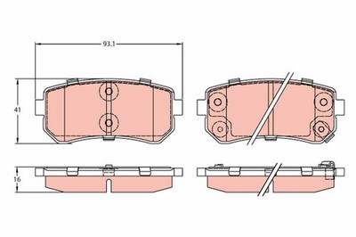 BREMSBELAGSATZ FÜR HYUNDAI IX35 (LM, EL, ELH) - TRW GDB3421
