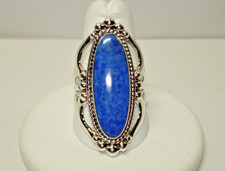 AB Bright Blue Lapis Southwest Design .925 Sterling Silver Ring Size 9