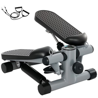 2 in 1 Mini-Stepper für Zuhause mit Power Ropes, Up-Down Swing Stepper Grau