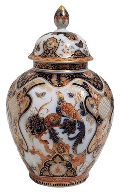Porcelain GINGER JAR, AK Kaiser, W Germany, Yokohama, Japanesque, c1980, 10''t