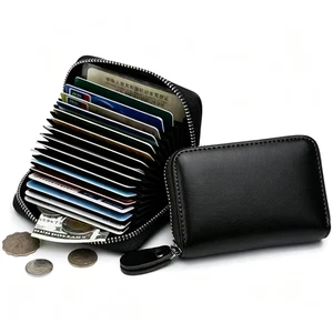 Men Women Card Wallet Credit Card Holder RFID Blocking Zipper Pocket