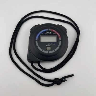 Vintage Casio Handheld LCD Stopwatch Black 6x6cm. Indoor & Outdoor - Image 1 of 4