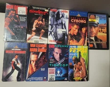 Lot Of 9 Jean Claude Van Damme VHS movies. Bloodsport, Hard Target, Lion , etc.