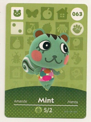 Animal Crossing amiibo Card Mint 063 63 Series 1 Squirrel New