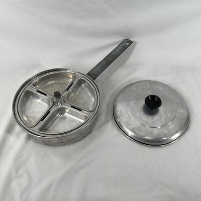 vtg Comet Aluminum 4 Compartment  Egg Poacher Pan With Lid Camping USA