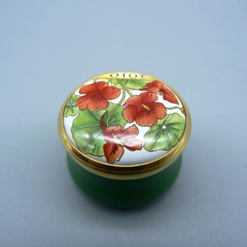 HALCYON DAYS ENAMELS MINI BOX 2010 POPPY ANEMONE FLOWERS PILLS SCREW TOP 2.5CM - Picture 3 of 10