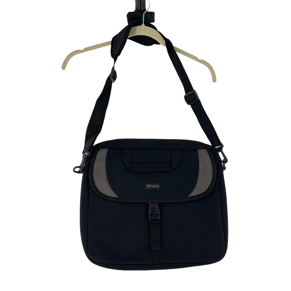 TARGUS Grande Negro Nylon Acolchado Laptop Bolso Mensajero Maletín Bolsillo Gris a Foto 3 de 4