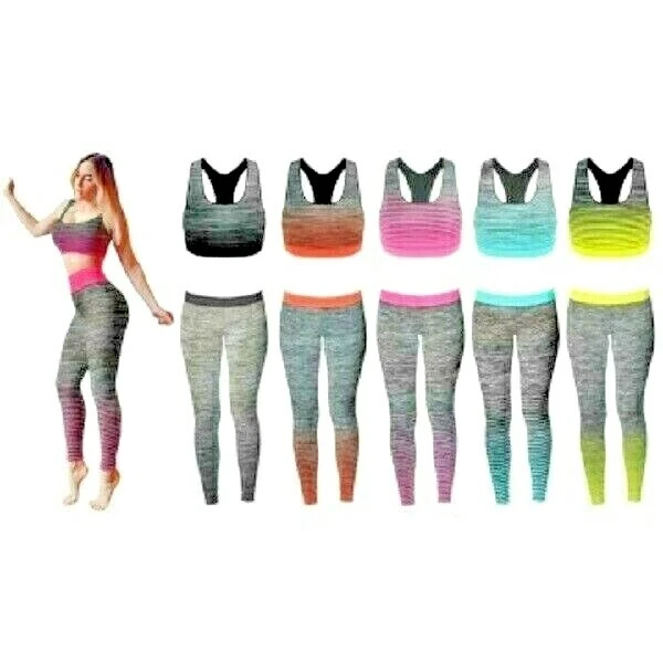 New Ladies Active Wear Sport Zone Gym 2 PCS Crop Vest and Leggings