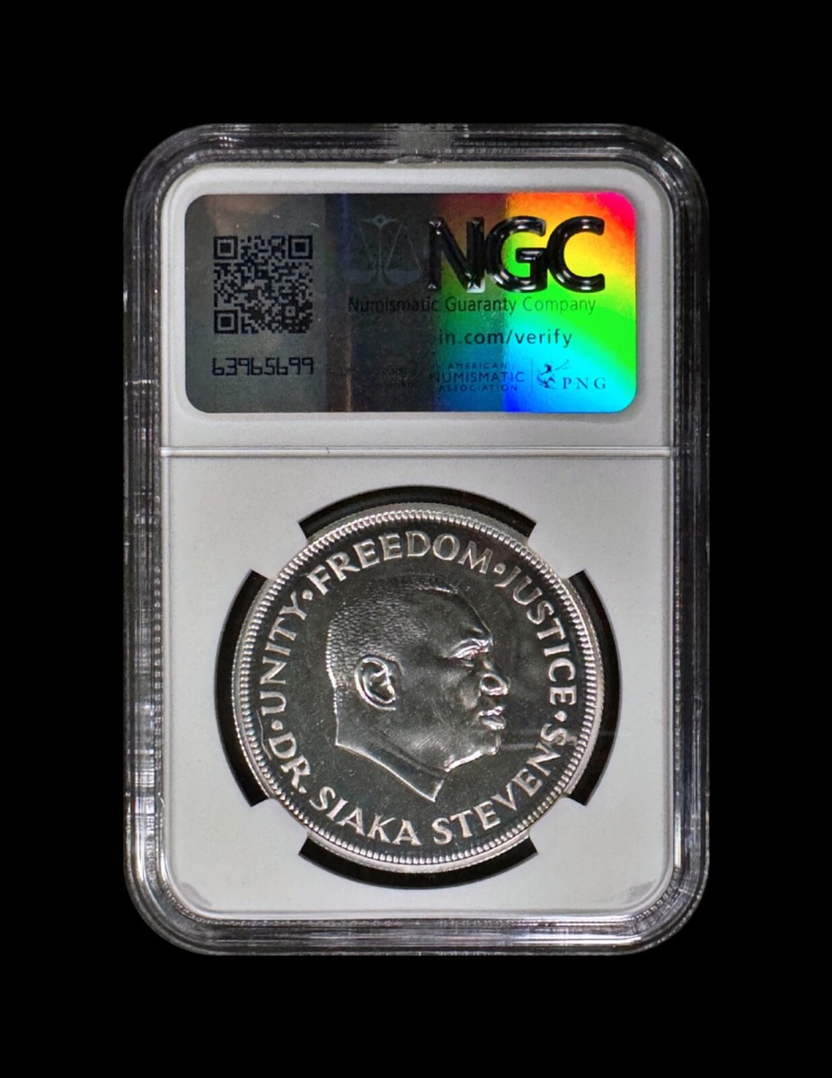 シエラ・レオネ1974 銀行設立10周年 記念銀貨 SIERRA LEONE. 1974, 1 Leone, Silver - NGC PF67 - Bank Anniversary