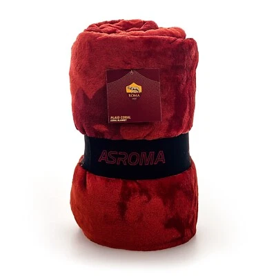 HERMET Coperta Plaid A.S. Roma in pile coral con elastico misura maxi 150x210 cm
