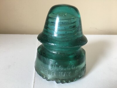 AQUA CD 160 H.G.CO. PATENT MAY 2 1893 PETTICOAT BABY SIGNAL GLASS INSULATOR