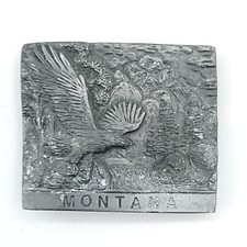 Spec-Cast 1979 5778 Montana Eagle Vintage Brass Belt Buckle 2.5" x 2.5 in.
