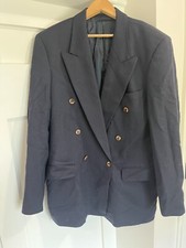 Marks and Spencer Navy Blue 100 Wool Navy Double breasted blazer 40R