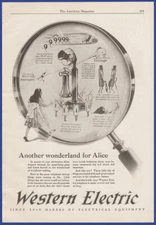 Vintage 1925 WESTERN ELECTRIC Telephone Alice Through The Looking Glass Print Ad