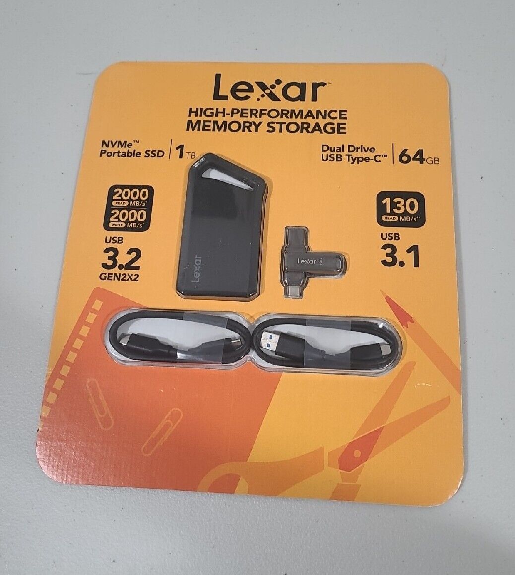 Lexar Blaze 1TB Portable External SSD USB 3.2 Gen 2x2, NVMe, 64GB USB-C  Flash Z