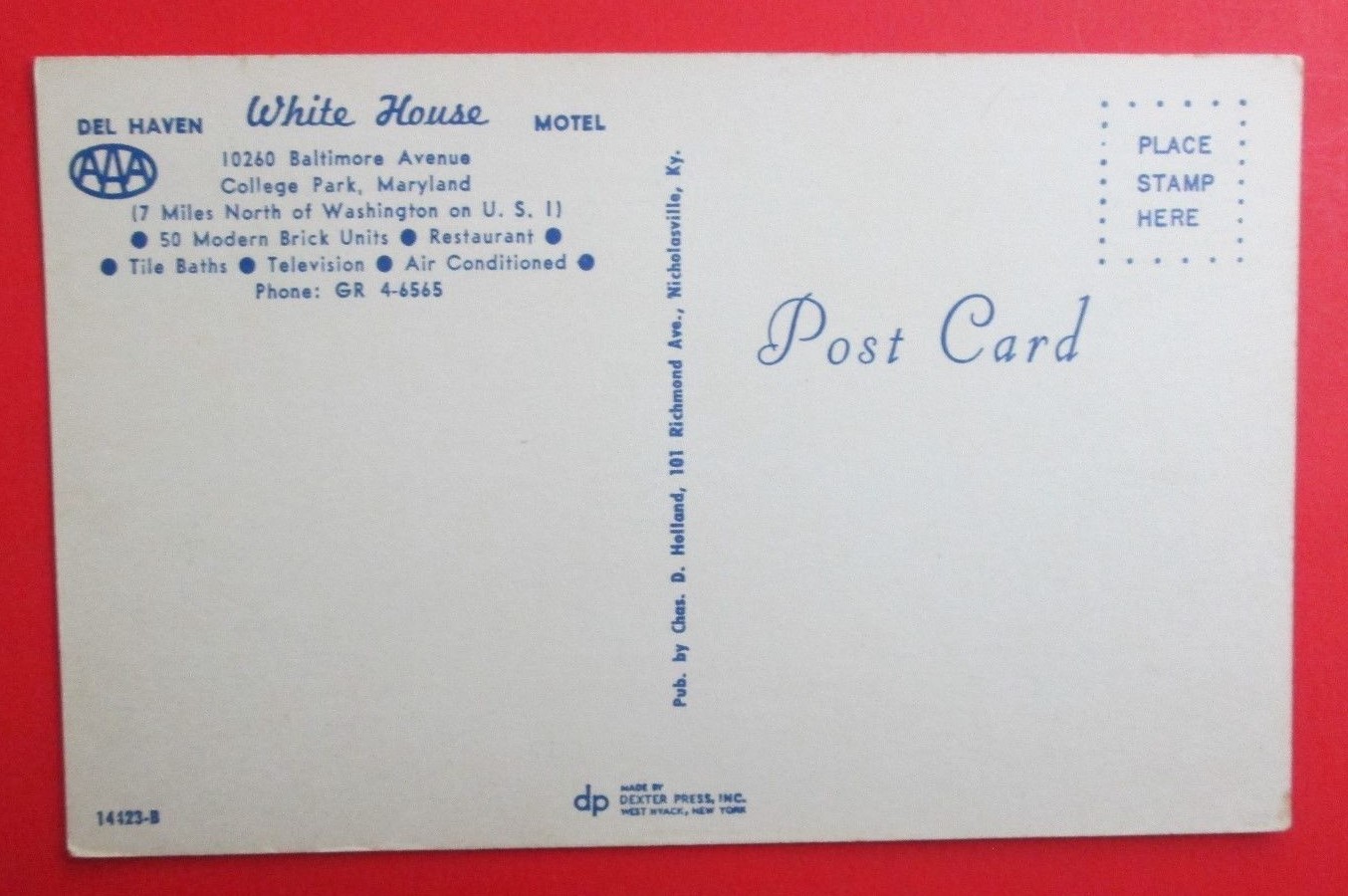 Delhaven White House Motel College Park MD Unposted Chrome postcard | eBay