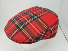 CITY SPORT RED PLAID WOOL FLAT CAP MADE IN BELGIUM GOLF NEWSBOY IVY DRIVING