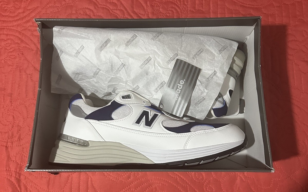 Size 13 - New Balance 992 Made in USA White Navy for sale