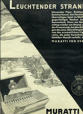 Muratti -- For Ever 6 Pf -- Leuchtender Strand -- Werbung von 1930 
