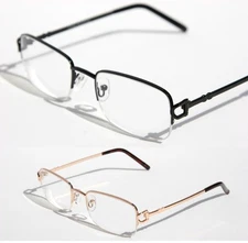 Men women rectangular slim half rimless smart looking eye-glasses RX clear lens