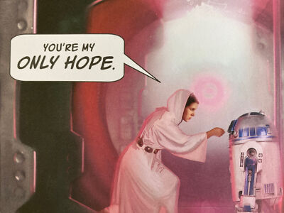 Star Wars Collectible PostCard Princess Leia R2 Droid You are My