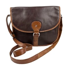 ILI New York Saddle Bag Brown Leather Crossbody Handbag Purse