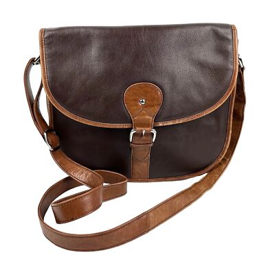 ILI New York Saddle Bag Brown Leather Crossbody Handbag Purse