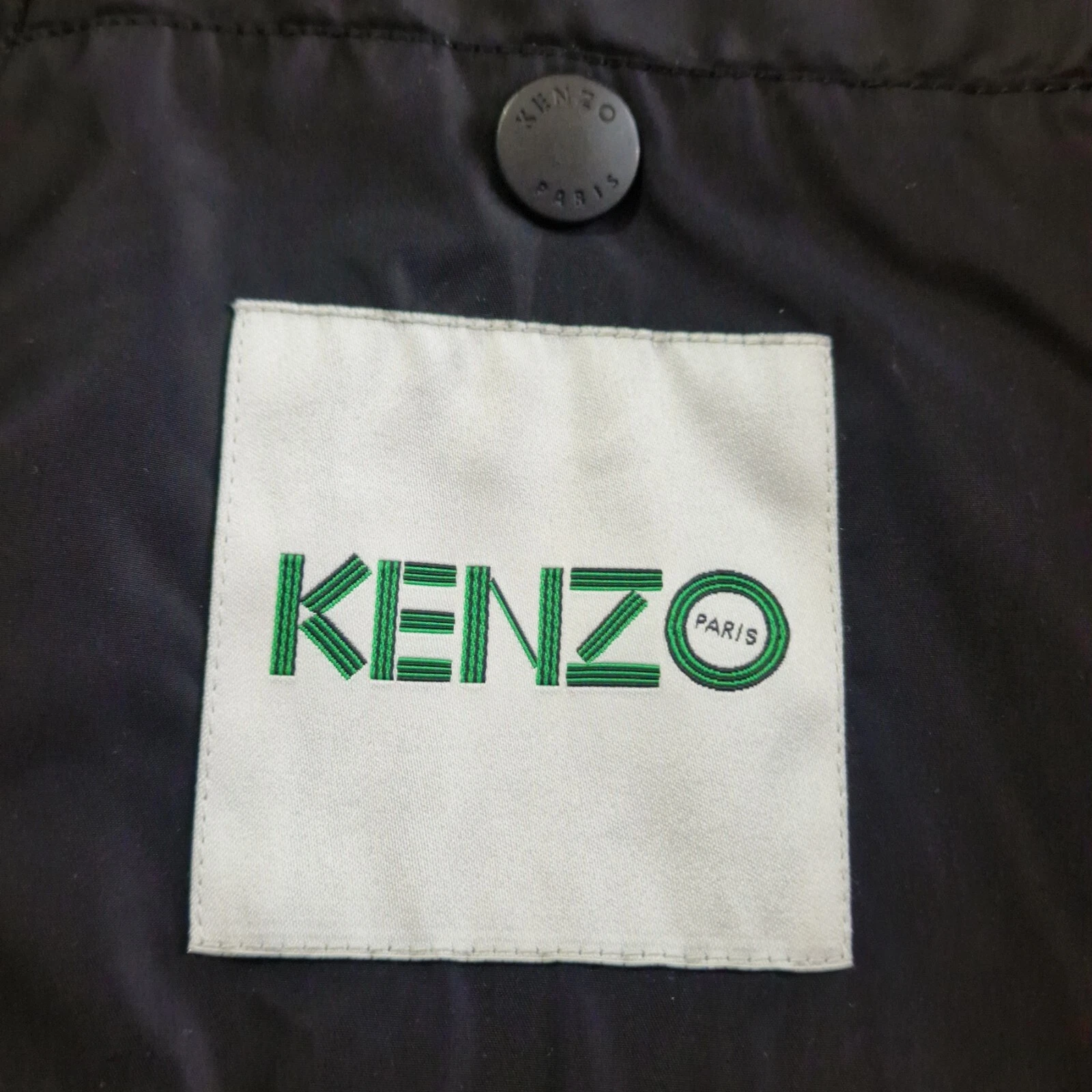 Giacca a vento Kenzo Paris uomo piccola nera foderata tasche doppio cappuccio ricamato