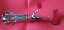 VTG PLASTIC RED Handle Egg Beater Hand Mixer ENDURANCE STAINLESS CHINA CAMPING