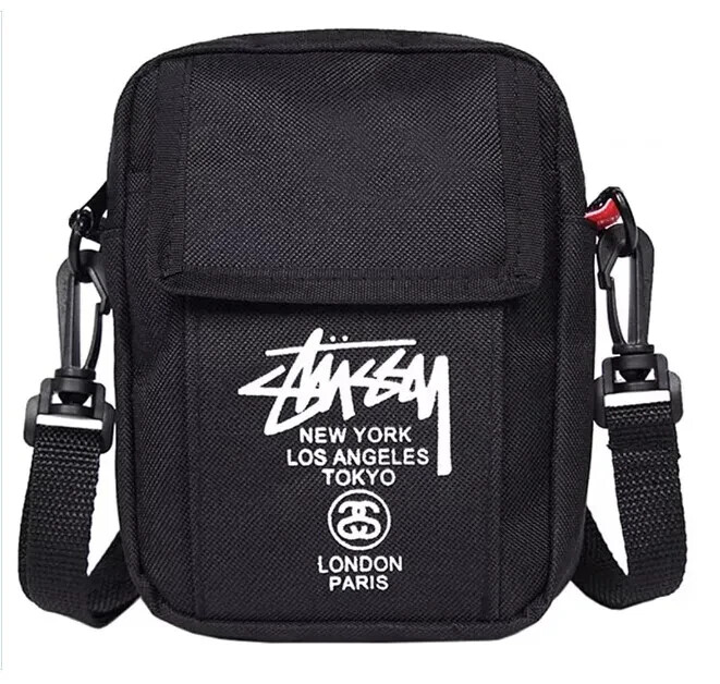 STUSSY Mini Shoulder Bag Crossbody Pochette Pouch Black Magazine
