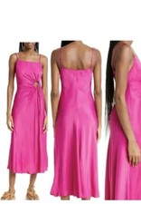 New Farm Rio Slip Midi Dress In Hot Pink Front Circle Cut Out Size MEDIUM $200