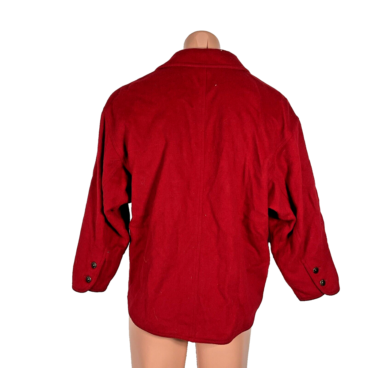 Vintage Fendi Wool Coat Womens 44 Red Batwing Peacoat Jacket