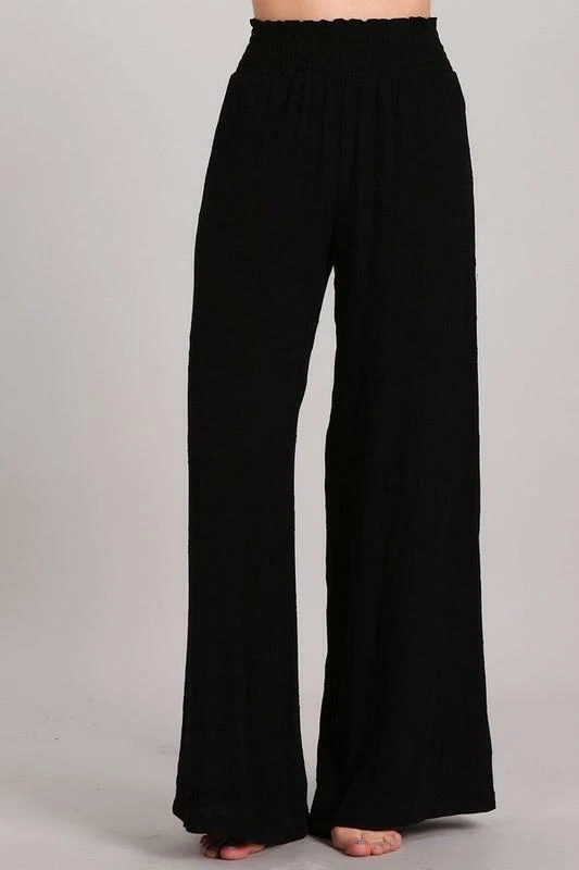 Chatoyant Embroidered Wide Leg Pants Black Small