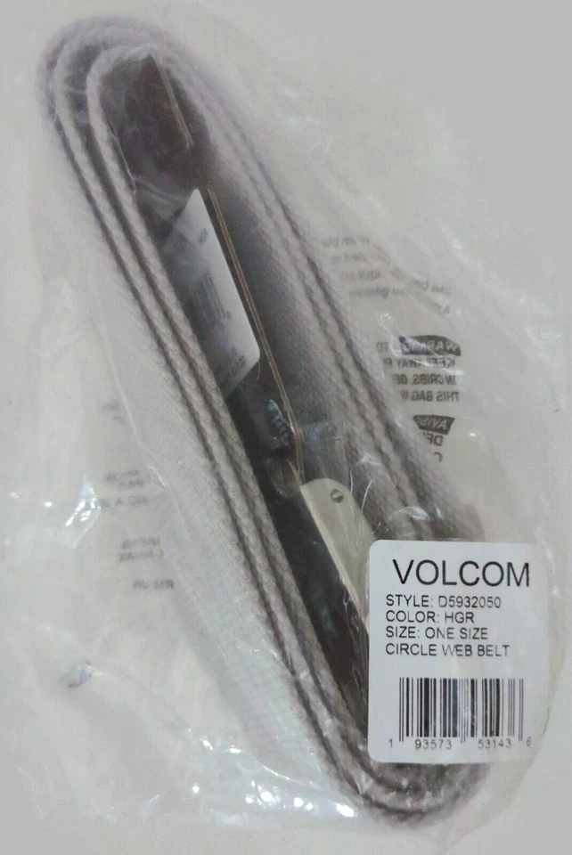 Volcom Circle Web Belt Heather Grey w/ Silver Buckle Adjustable One Size - New - Image 3 of 3