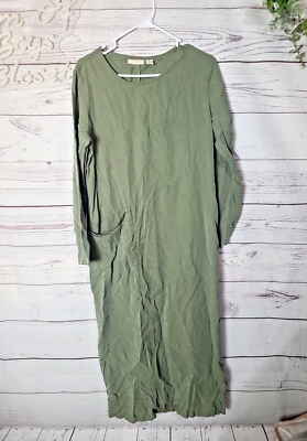 j jill green dress J. Jill Green Pocket 100% Tencel Long Sleeve Maxi Dress Womans Size Medium