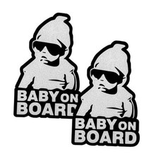 2PCS Baby on Board Sticker for Car, Funny Decal Waterproof Reflective Cute