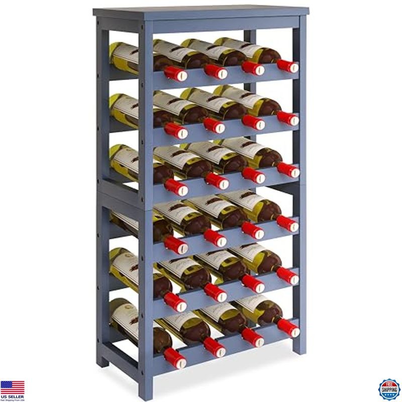 6-Tier Bamboo Wine Rack for 24 Bottles, Freestanding Storage Shelf