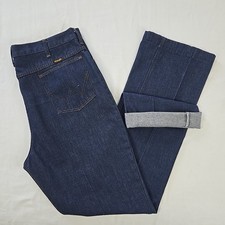 VTG 70s Wrangler 82642NV Navy Cowboy Boot Cut Flare Jeans Mens 36x36 33 USA