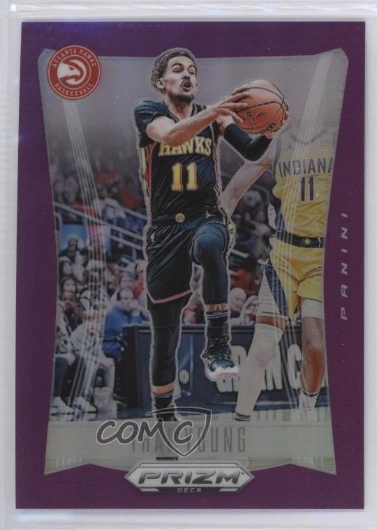 2023-24 Panini Prizm Deca Purple Prizm 72/99 Trae Young #109 7n6
