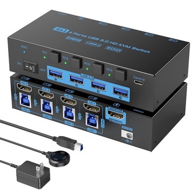 8K HDMI KVM Switch 4 Computers Sharing 1 Monitor, EDID Function KVM Switch HD...