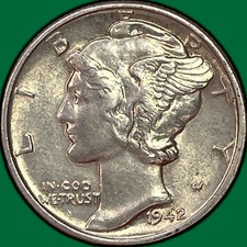 1942 Mercury Dime Almost Uncirculated AU Coin #44659