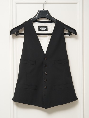 Dsquared2 Men's Black Wool Waistcoat Vest London EU 52 UK 42  Made in Italy