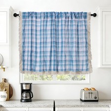24" W x 59" l Curtain Valances for Windows, Light Blue, Set of 1 Panel