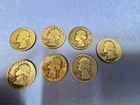 7-Washington Quarters  from  1940's. 90% Silver Coins Shown are What You Get