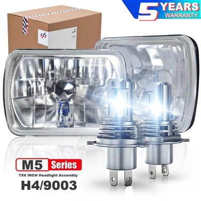 Pair FOR TOYOTA PICKUP TRUCK 7X6'' 5X7'' SEALED BEAM  DRL LED HEADLIGHT W/ H4