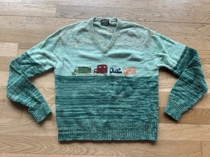 40s/ 50s Vintage V-neck Car & Truck Sweater Size XL Tag fits Men’s Small/ Medium