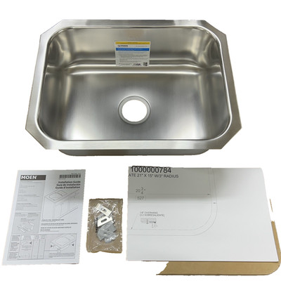   MOEN 2000 Single Bowl 23-1/2'' x 18-1/4'' Undermount 20 Ga Bar Sink - Stainless