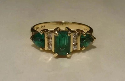 2Ct Emerald Cut Lab Created Green Emerald 14k Yellow Gold Plated Engagement Ring