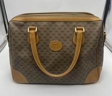 Gucci Vintage Brown GG Monogram Canvas /Leather Tote Handbag
