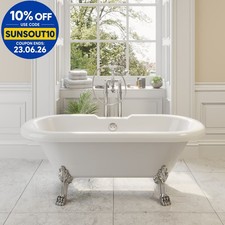 Traditional 1500 Freestanding Bath Double Ended Roll Top Legs Included White